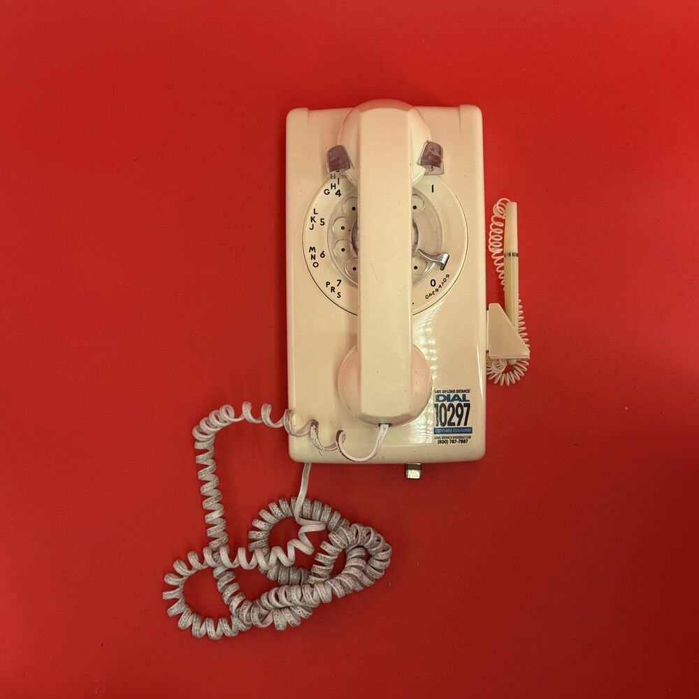 Bell Systems Western Electric Rotary Wall Phone Beige Tan Cream 80395 Pen Holder